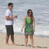 Bruno Gissoni e Poliana Aleixo gravaram cenas da novela 'Em Família', na praia do Recreio dos Bandeirantes, Zona Oeste do Rio de Janeiro, nesta terça-feira, 15 de julho de 2014
