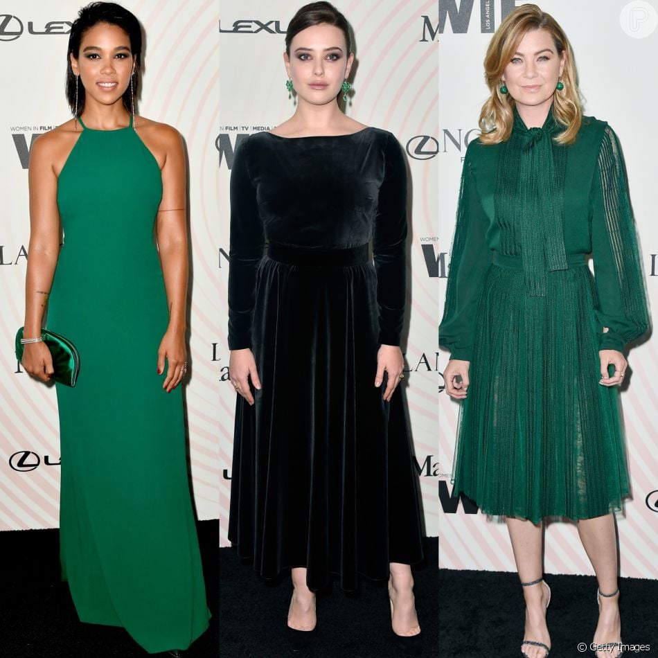 Alexandra Shipp, Katherine Langford e Ellen Pompeo investiram no verde no Women In Film 2018 Crystal + Lucy Awards. Veja mais looks!