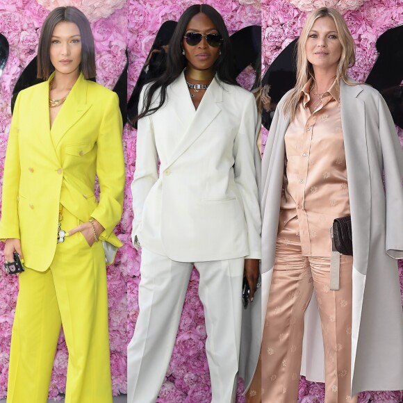 Bella Hadid, Naomi Campbell e Kate Moss prestigiaram o desfile da coleção primavera/verão 2019 masculina da Dior, durante a Paris Fashion Week, neste sábado, 23 de junho de 2018

