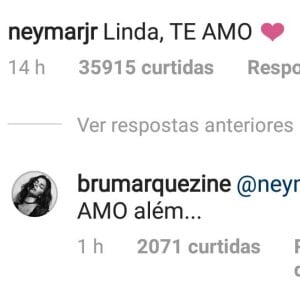 Neymar e Bruna Marquezine trocaram declarações de amor no Instagram nesta terça-feira, dia 3 de julho de 2018