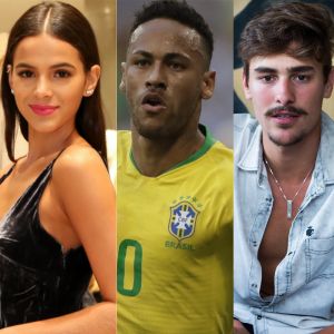 Bruno Montaleone e Bruna Marquezine apoiarm Neymar antes do jogo do Brasil contra a Bélgica pelas quartas de final da Copa do Mundo da Rússia, nesta sexta-feira, 6 de julho de 2018: 'Vamos, cara'