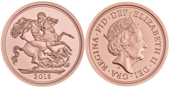 A moeda de ouro 22 quilates em homenagem a príncipe George pode ser comprada £ 500, aproximadamente R$ 2.520