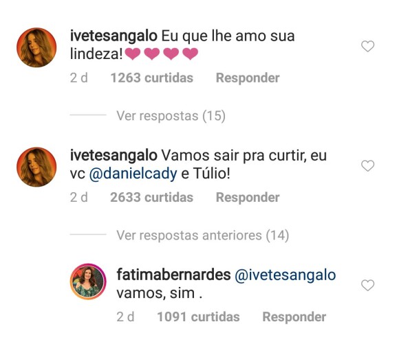 Ivete Sangalo faz convite a Fátima Bernardes na web
