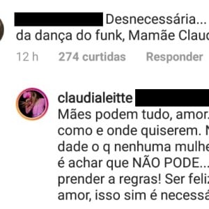 Claudia Leitte respondeu a crítica da internauta no Instagram