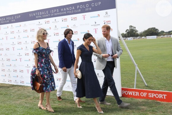 Meghan Markle acompanhou o marido, Harry, em jogo beneficente da Copa Sentebale ISPS Handa Polo, em Windsor, na Inglaterra