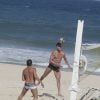 José Loreto e Eri Johnson jogaram futvôlei na praia do Recreio dos Bandeirantes, Zona Oeste do Rio de Janeiro, nesta quarta-feira, 30 de julho de 2014