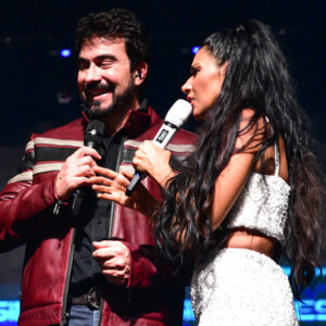 Simone, Simaria e padre Fábio de Melo em show no Espaço das Américas, em São Paulo, na noite desta quinta-feira, 9 de agosto de 2018