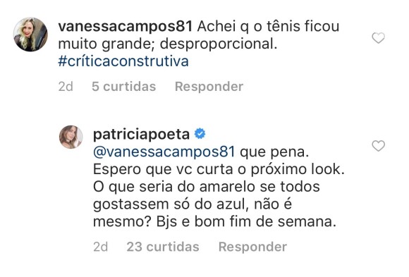 Fã critica look de Patricia Poeta para o 'É de Casa'