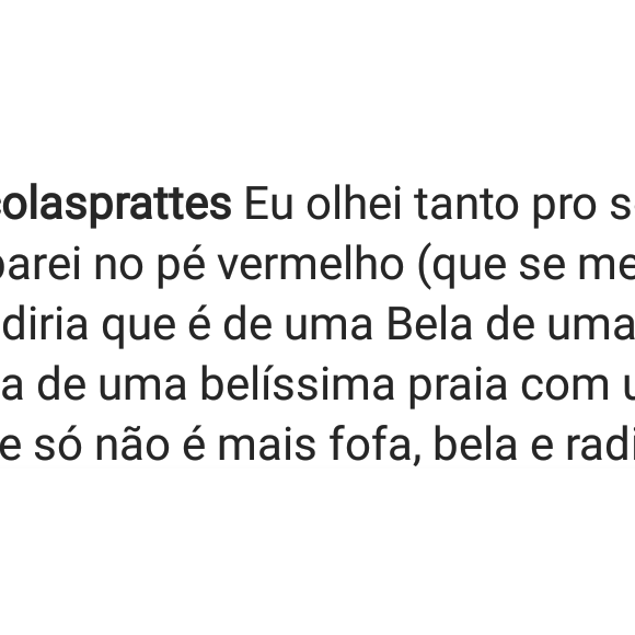 Nicolas Prattes comentou foto de Juliana Paiva nesta segunda-feira, 3 de setembro de 2018