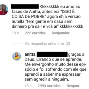 Anitta disse que a declaração polêmica trouxe aprendizado