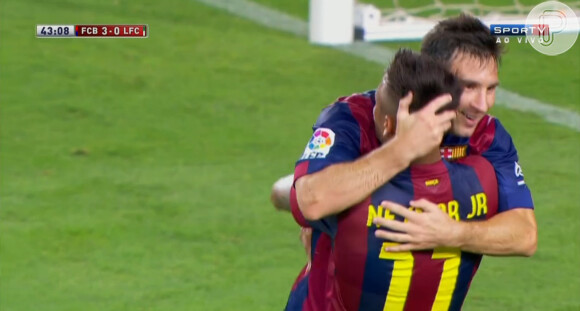 Neymar fez uma bela 're-estreia' na partida do Barcelona contra o León, do México, na tarde desta segunda-feira, 18 de agosto de 2014