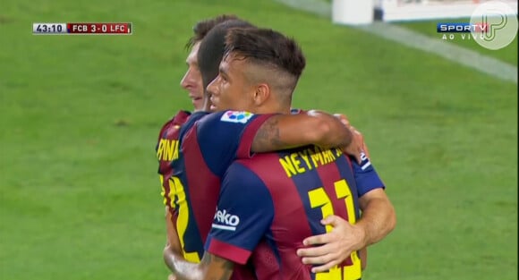 Neymar fez uma bela 're-estreia' na partida do Barcelona contra o León, do México, na tarde desta segunda-feira, 18 de agosto de 2014