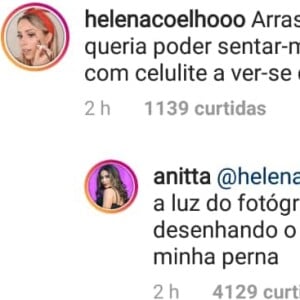 Anitta responde comentário de seguidora sobre celulite: 'Quase desenhando o mapa-múndi'