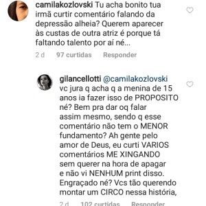 Giovanna Lancellotti defende a irmã após curtida sobre comentário sobre fim de Brumar