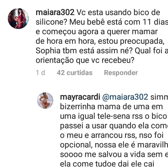 Mayra Cardi conta que usa bico artificial