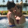 Eliana ganhou beijo do filho, Arthur, em uma piscina