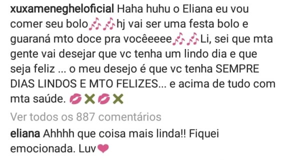 Eliana se emociona com mensagem de Xuxa