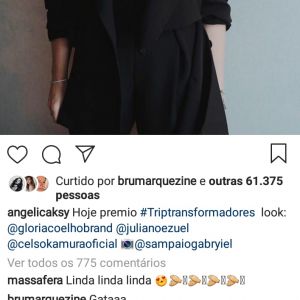 Massafera e Marquezine comentam em foto de Angélica com look poderoso