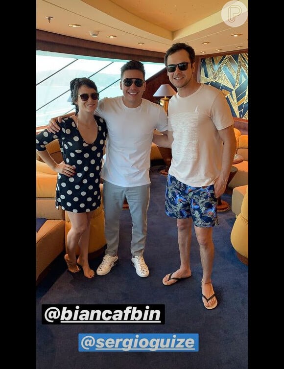 Wesley Safadão recebeu os atores Bianca Bin e Sérgio Guizé neste domingo, 25 de novembro de 2018, em seu cruzeiro