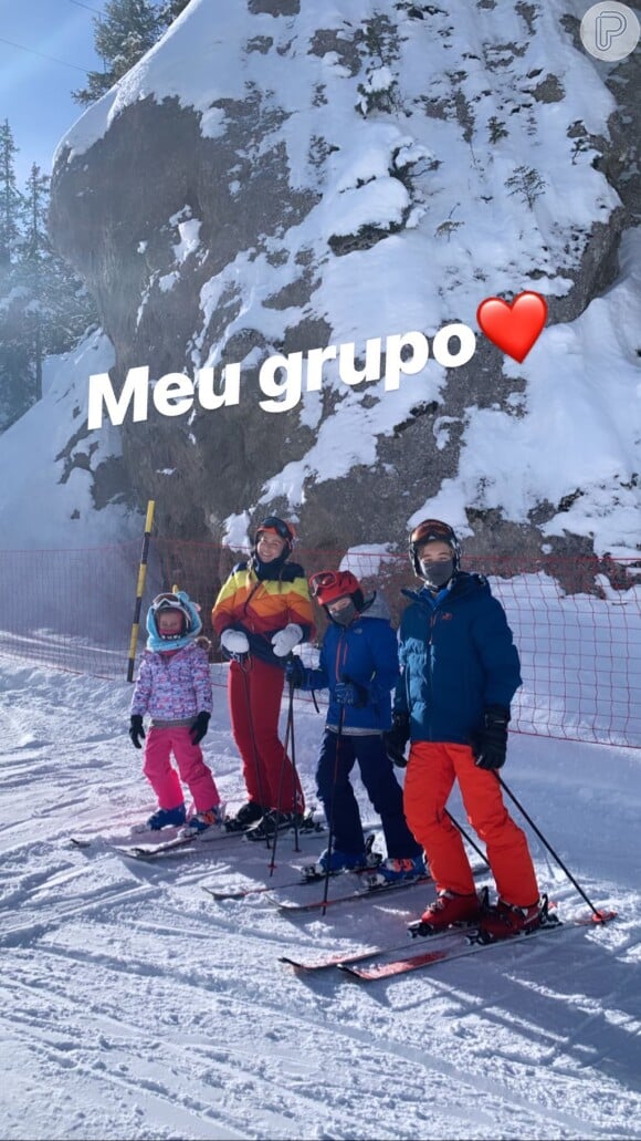Angélica postou uma foto com os filhos na neve: 'Meu grupo'
