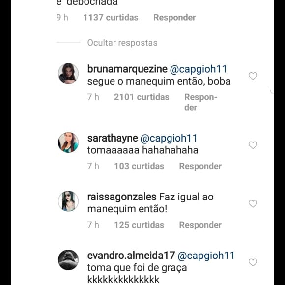 Bruna Marquezine ironiza alfinetada de internauta