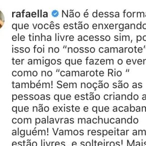 Rafaella Santos explicou que Neymar não foi ao camarote para provocar Bruna Marquezine.
