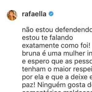 Rafaella Santos defendeu o irmão, Neymar, e a ex-cunhada, Bruna Marquezine, em um comentário no Instagram.