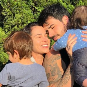 Adriana Sant'Anna e Rodrigão são pais de um casal, Rodrigo, 2 anos, e Linda, 11 meses
