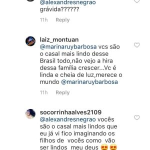 Marina Ruy Barbosa respondeu o amado com um coração e um emoji de uma família formada por um homem e uma mulher e dois filhos