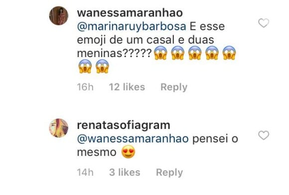 O emoji escolhido por Marina Ruy Barbosa causou confunsão nos fãs que cogitam a possibilidade da atriz estar grávida
