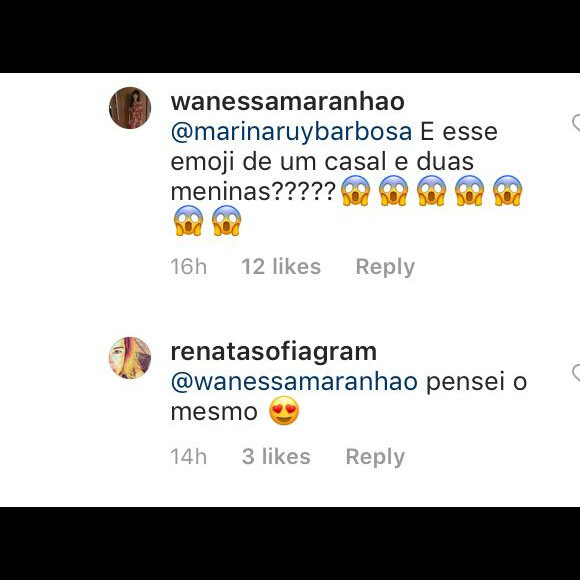 O emoji escolhido por Marina Ruy Barbosa causou confunsão nos fãs que cogitam a possibilidade da atriz estar grávida