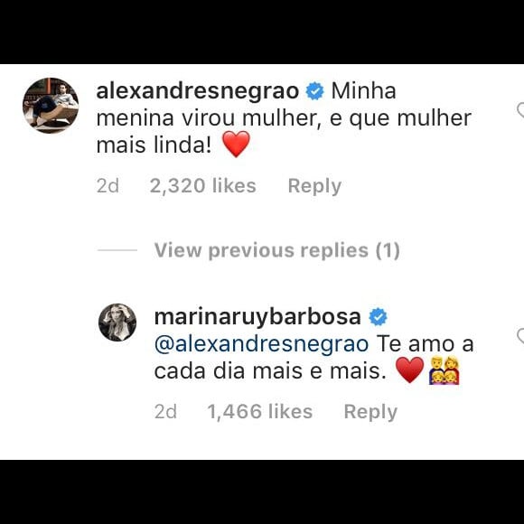 Marina Ruy Barbosa recebeu uma declaração de amor de Xande Negrão