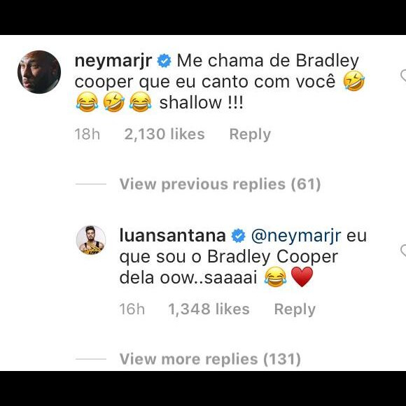 Luan Santana e Neymar conversam em foto da Paula Fernandes
