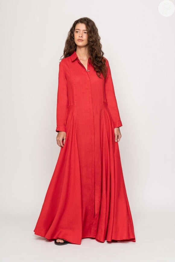 Vestidos para comprar online, poderoso, em linho vermelho, da Handred, por R$ 1.400