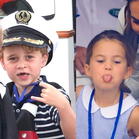 George 'vira' marinheiro e Charlotte faz careta em regata com Kate e William