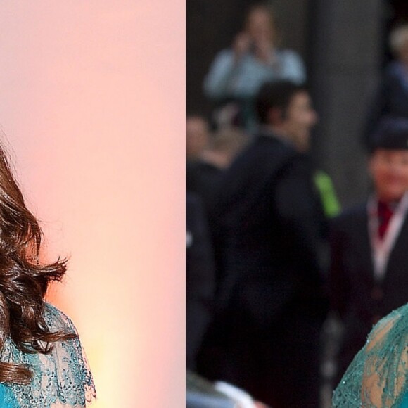 Kate Middleton também já repetiu um longo de festa azul em ocasião anterior