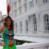 Ellen Jabour posa no Copacabana Palace antes do Bloco da Favorita, no Rio de Janeiro