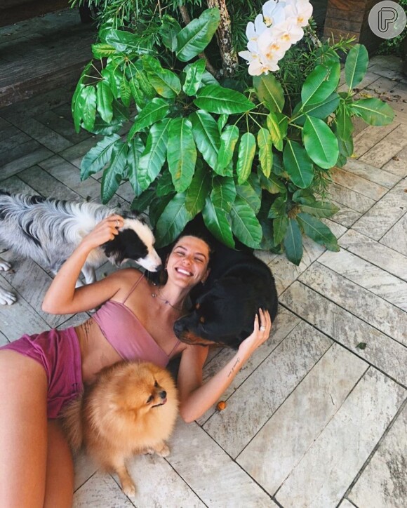 Mariana Goldfarb passa quarentena em casa com Cauã Reymond e seus pets