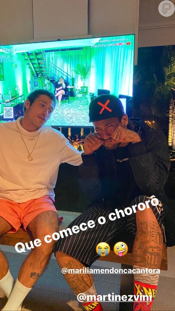Neymar fingiu chororô em live de Marília Mendonça