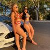 Maiara e a irmã, Maraisa, postaram várias fotos com look moda praia