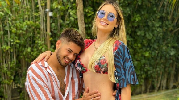 De biquíni, Virgínia Fonseca ganha beijo de Zé Felipe na barriga de gravidez