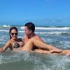 Thyane Dantas curte praia com marido, Wesley Safadão, e cantor se declara