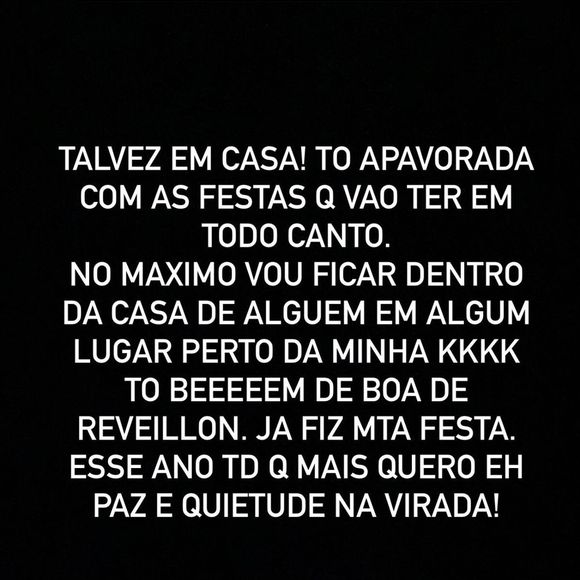 Gabriela Pugliesi quer distância de festas na noite de réveillon