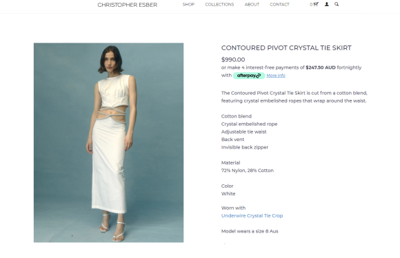 No site da marca, o vestido de Marina Ruy Barbosa é vendido por pouco mais de R$ 5.000,00, na cotação atual do dólar