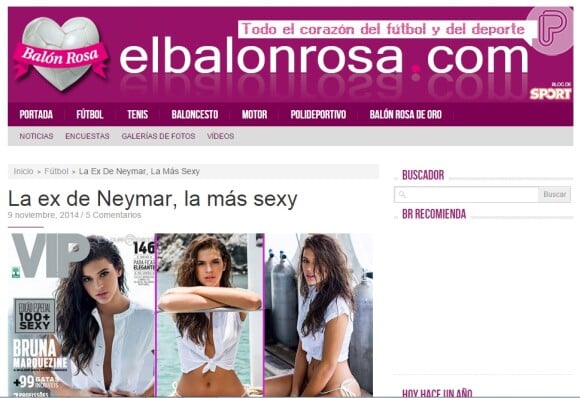 'El Balón Rosa', da Espanha, relembrou o fato de Bruna Marquezine ser ex-namorada de Neymar