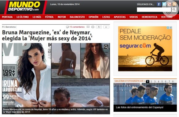 'Mundo Deportivo', da Espanha, exaltou título de Bruna Marquezine
