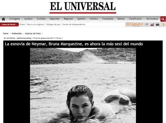 Bruna Marquezine também ganhou destaque no 'El Universal', da Colômbia