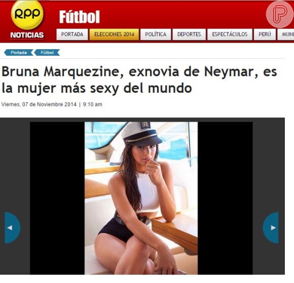 Bruna Marquezine também foi notícia no 'RPP', no Peru