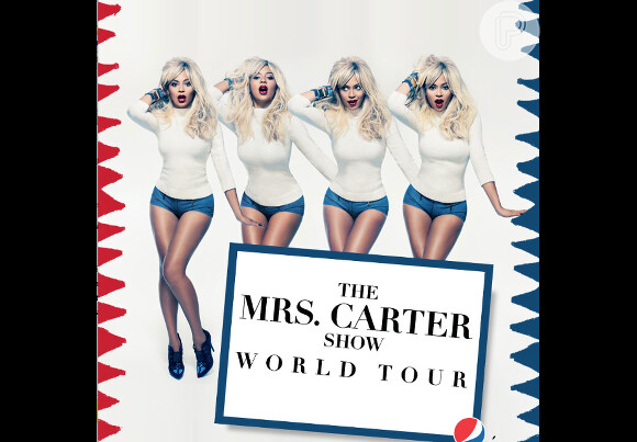 Beyoncé aparece loiríssima na foto de divulgação de sua nova turnê mundial 'The Mrs. Carter Show'. A imagem foi publicada no Facebook em 5 de março de 2013
