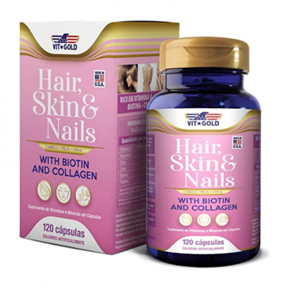 Hair Skin & Nails (Cabelo, pele e unhas), da Vitgold Vitamins